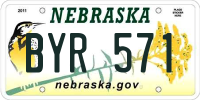 NE license plate BYR571