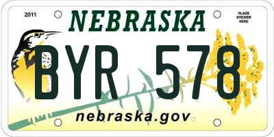 NE license plate BYR578