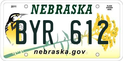 NE license plate BYR612