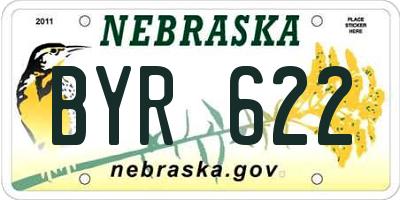 NE license plate BYR622