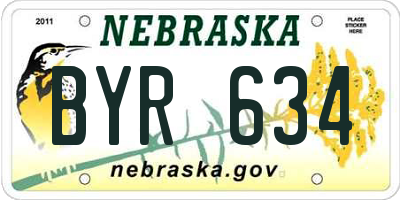 NE license plate BYR634