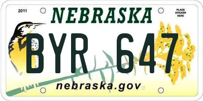 NE license plate BYR647