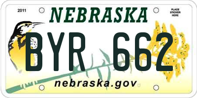 NE license plate BYR662