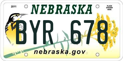 NE license plate BYR678