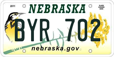 NE license plate BYR702