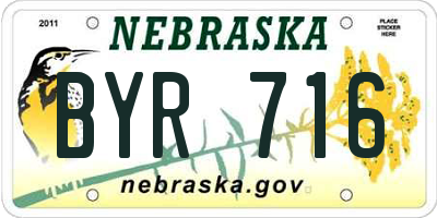 NE license plate BYR716