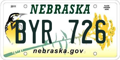NE license plate BYR726