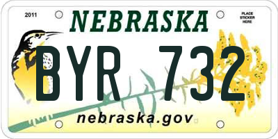 NE license plate BYR732