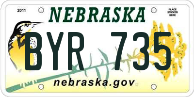NE license plate BYR735
