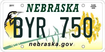 NE license plate BYR750