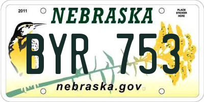 NE license plate BYR753