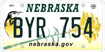 NE license plate BYR754
