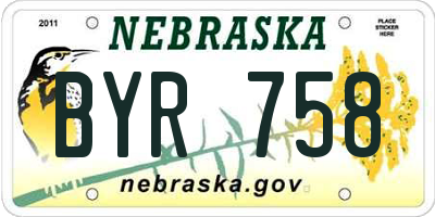 NE license plate BYR758