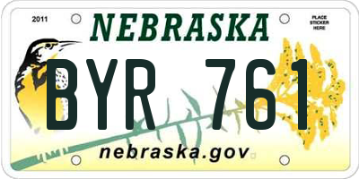 NE license plate BYR761