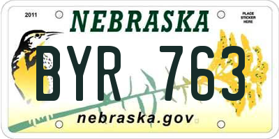 NE license plate BYR763
