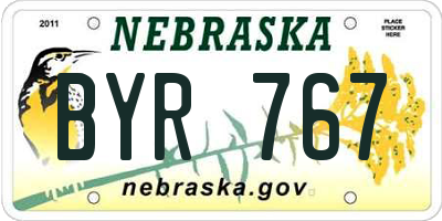 NE license plate BYR767