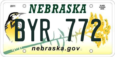 NE license plate BYR772