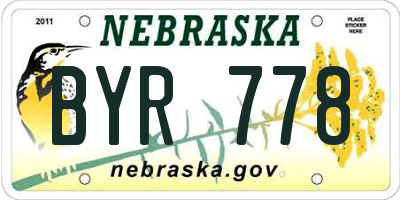 NE license plate BYR778