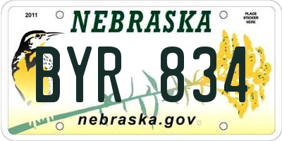NE license plate BYR834