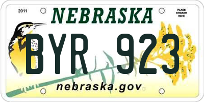 NE license plate BYR923