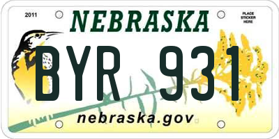 NE license plate BYR931
