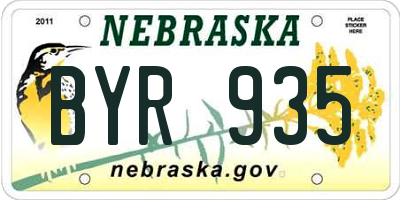 NE license plate BYR935