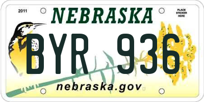 NE license plate BYR936