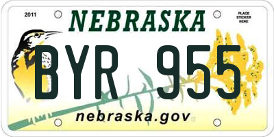 NE license plate BYR955