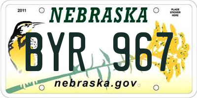 NE license plate BYR967