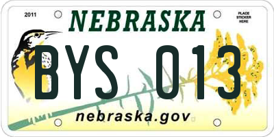NE license plate BYS013