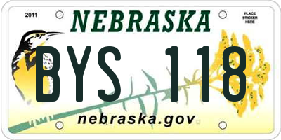 NE license plate BYS118