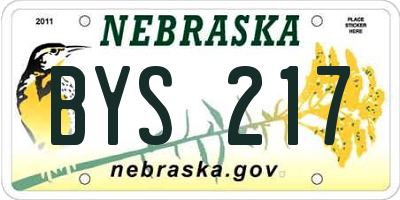 NE license plate BYS217