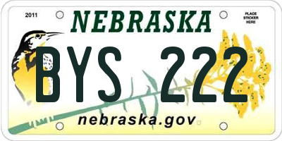 NE license plate BYS222