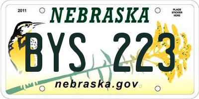 NE license plate BYS223