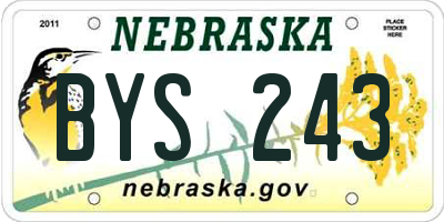 NE license plate BYS243