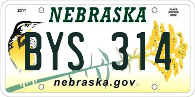 NE license plate BYS314