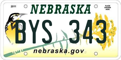 NE license plate BYS343