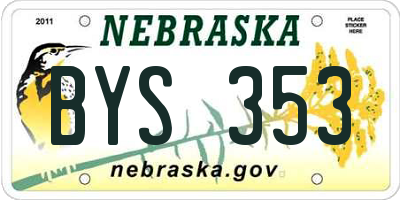 NE license plate BYS353