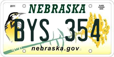 NE license plate BYS354