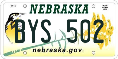 NE license plate BYS502