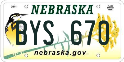 NE license plate BYS670