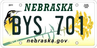 NE license plate BYS701