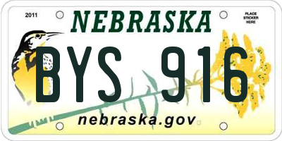 NE license plate BYS916