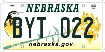 NE license plate BYT022