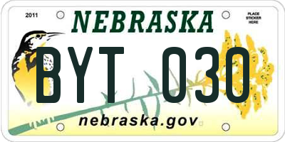 NE license plate BYT030