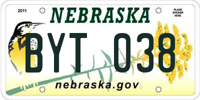 NE license plate BYT038