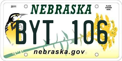 NE license plate BYT106