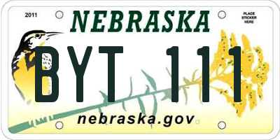 NE license plate BYT111