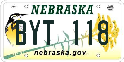 NE license plate BYT118