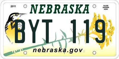 NE license plate BYT119